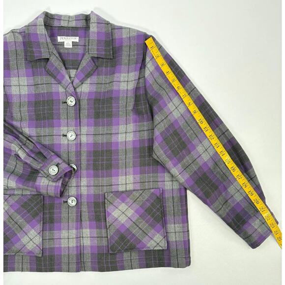 Women’s VTG PENDLETON Limited Edition 49er Purple Plaid Wool Shirt Jacket Sz PL - Picture 10 of 13